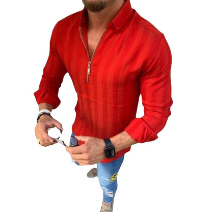 Herren Langarmshirt Modern Streifenmuster Slim Fit