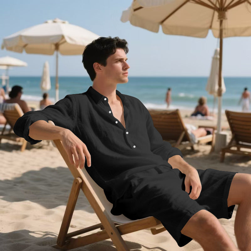 Herren Sommeroutfit Hemd Shorts Leicht