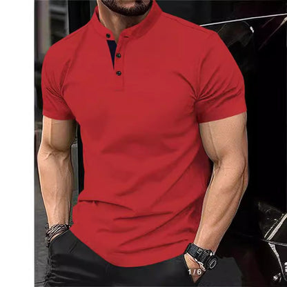 Herren Polohemd Kurzarm Elegantes Stehkragen