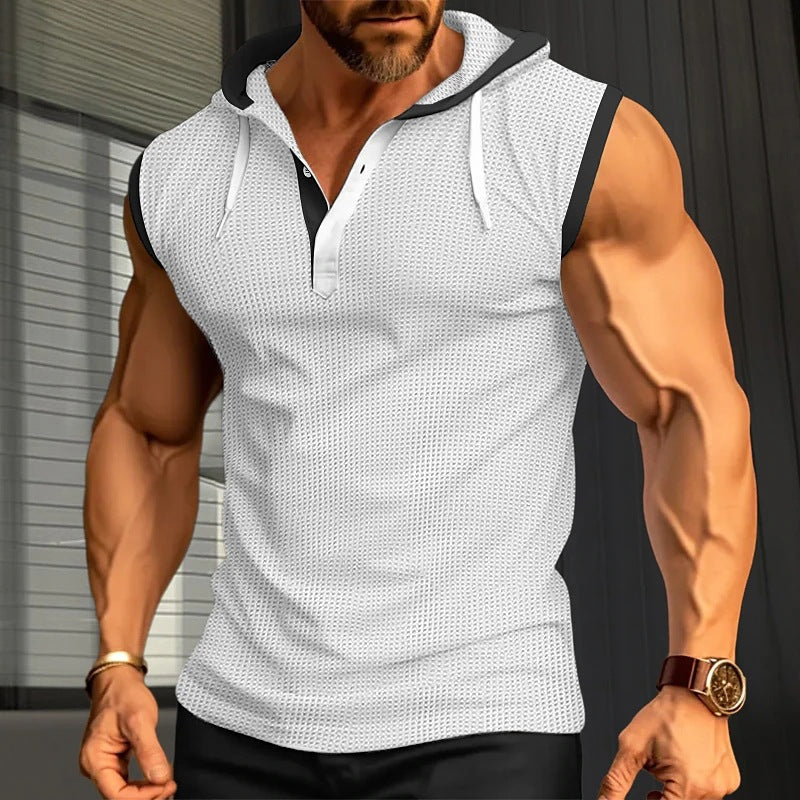 Herren Kapuzenshirt Ärmellos Sportlich Modern