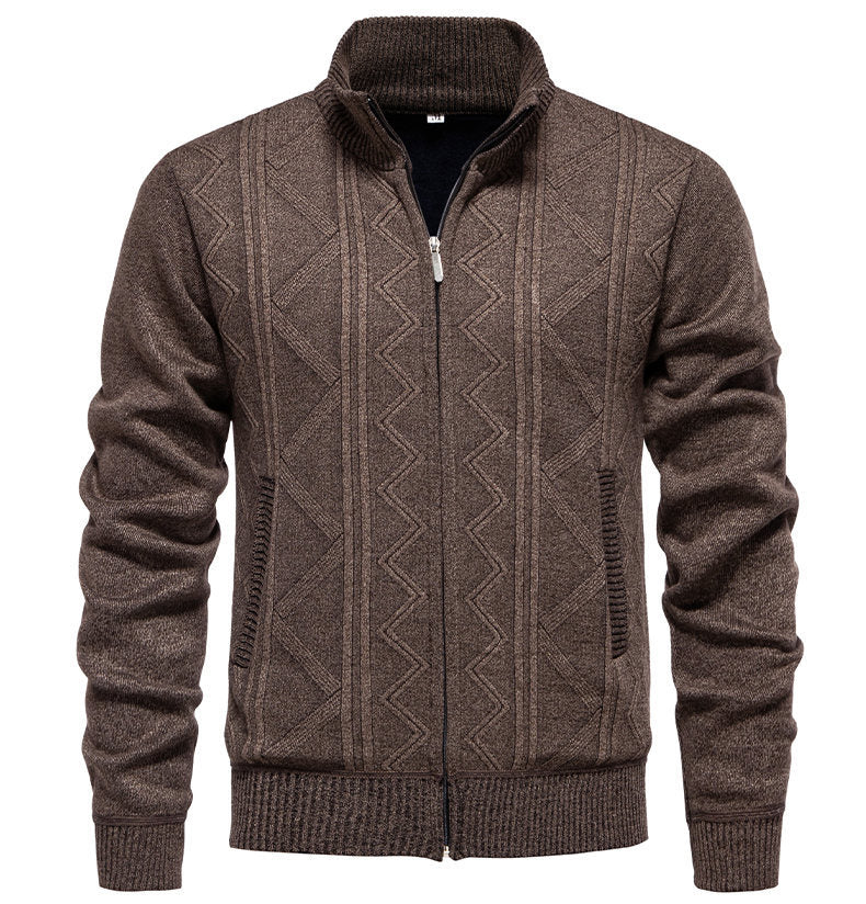 Herren Strickjacke Modern mit Zipper und Textil-Struktur