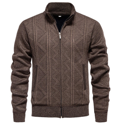 Herren Strickjacke Modern mit Zipper und Textil-Struktur