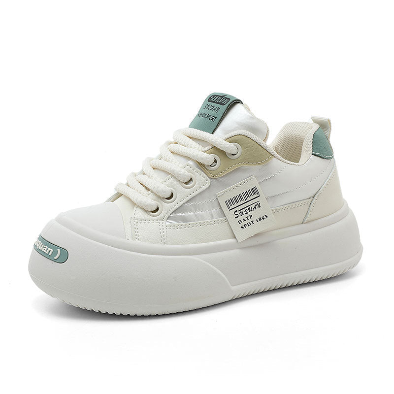 Damen Plateausneaker Komfortabel Hochwertig Weiße Sneaker