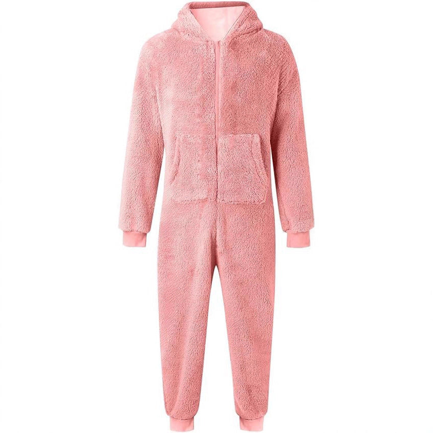 Fleece-Overall mit Kapuze Unisex Warm Kuschelig
