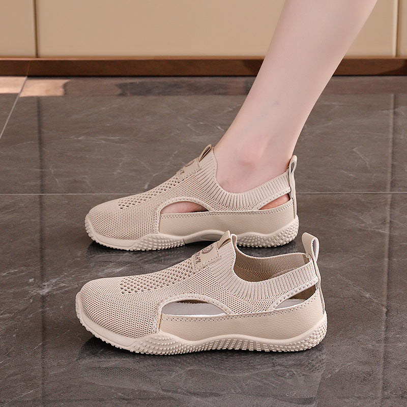 Damen Laufschuhe Atmungsaktiv mit elastischem Strickdesign und rutschfester Sohle