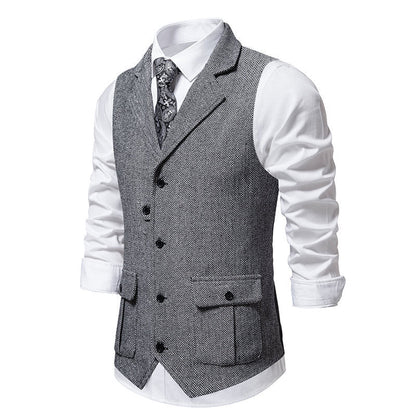 Herren Anzugweste Modern Herringbone Design mit Taschen