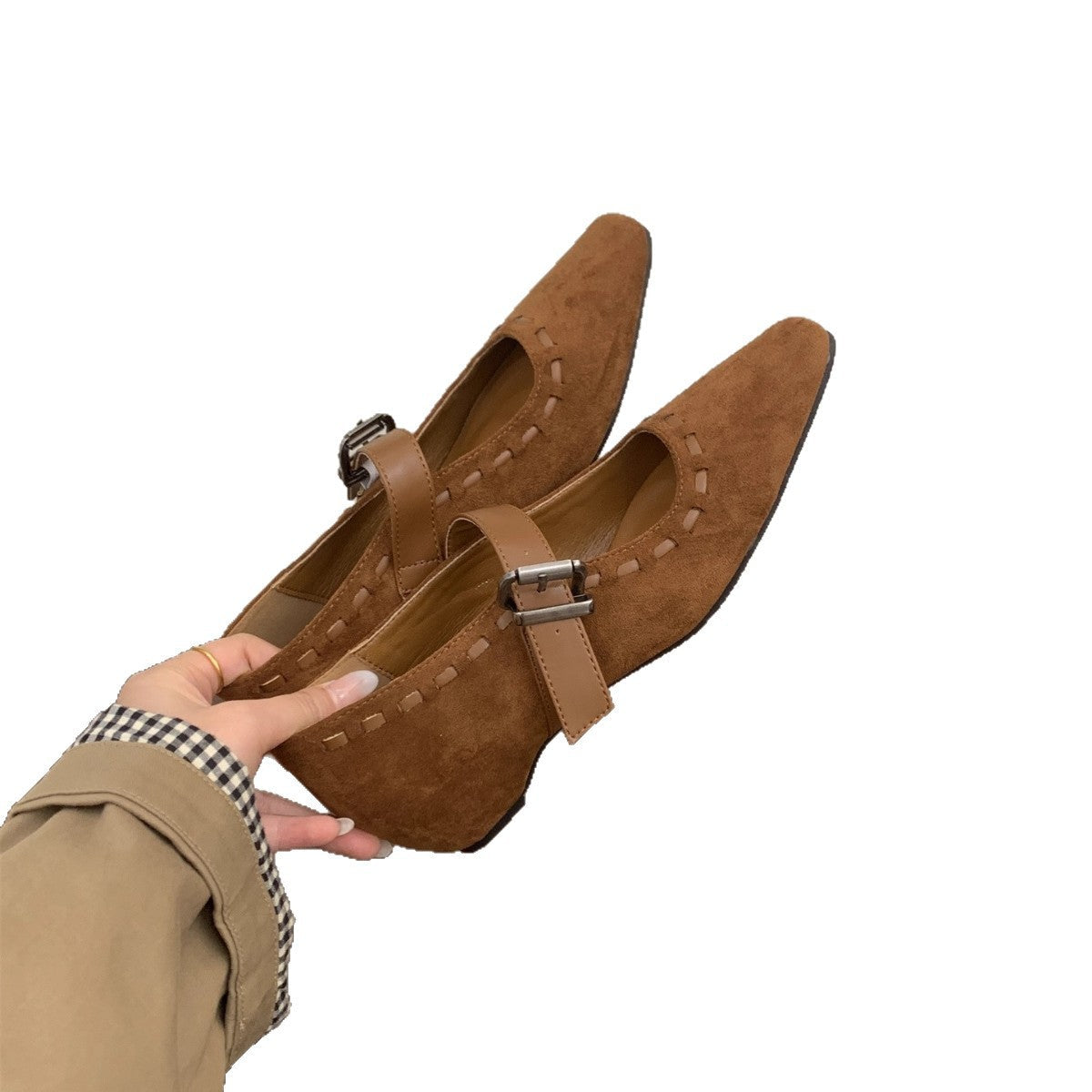 Damen Mary Janes Schuhe Elegant Wildleder Schnalle
