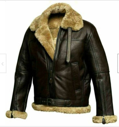 Lederjacke Herren Kunstfellkragen Stylish Schwarz
