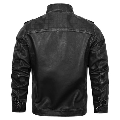 Herren Lederjacke Schwarz Kunstleder Modern