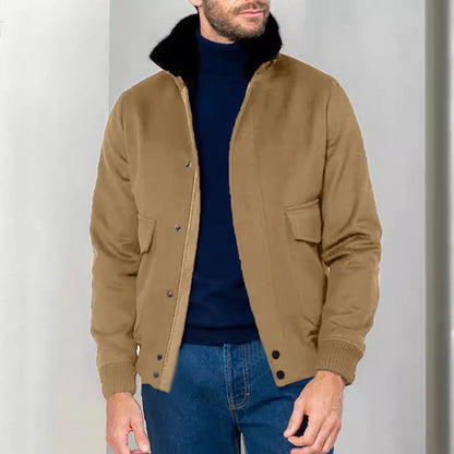Herren Übergangsjacke Mit Weichem Kragen und Taschen