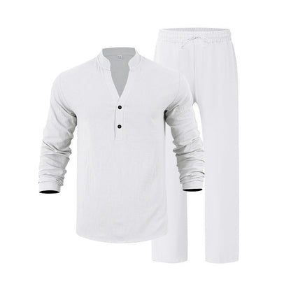 Herren Jogginganzug Lässig Langarm Hemd Hose Set