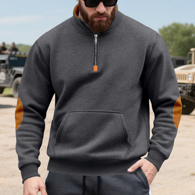 Herren Pullover Hochabschließend Kapuze Reißverschluss Funktion