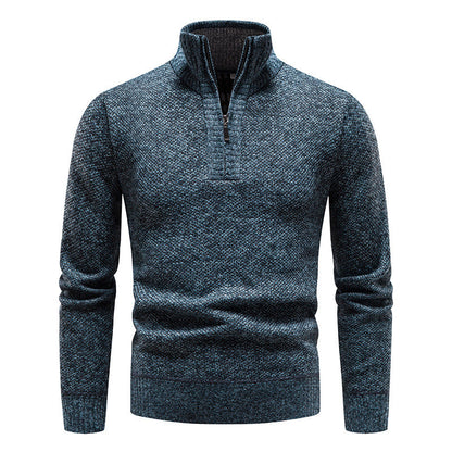 Herren Strickpullover Modern Stehkragen Reißverschluss Elegent