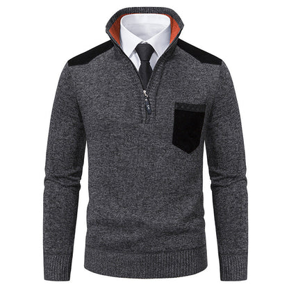 Herren Stehkragenpullover Strukturiert Reißverschluss Modern