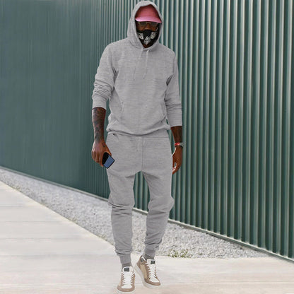 Herren Sportswear Set Hoodie Jogginghose Casual Grau