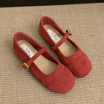 Damen Ballerinas mit verstellbarem Riemen und Wildlederoberteil Elegant