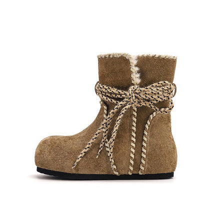 Damen Winterstiefel Weich Warm mit Schnürung