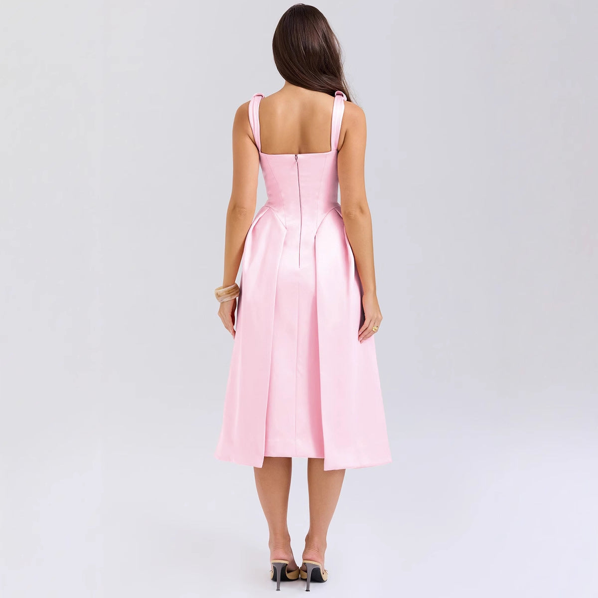 Damen Maxikleid V-Ausschnitt Elegant Lang