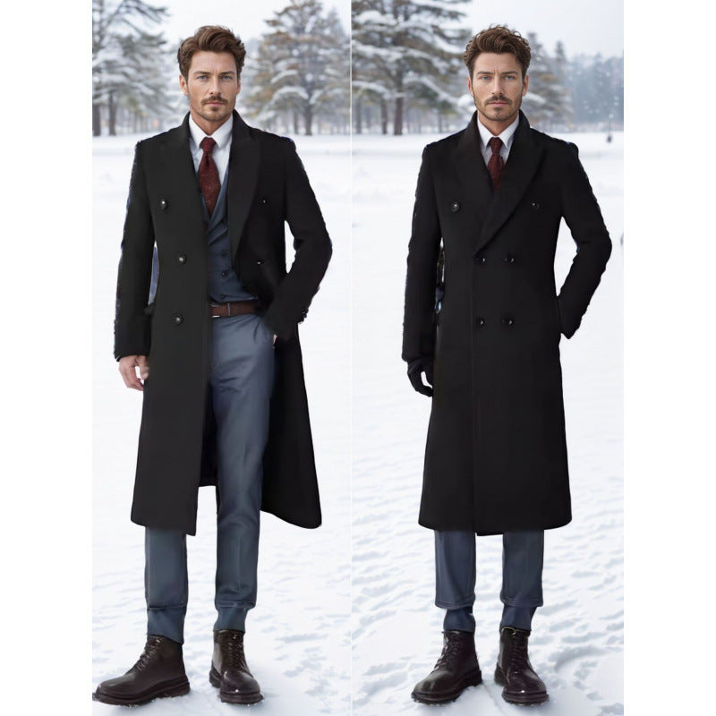Herren Wollmantel Elegant Schwer Winter
