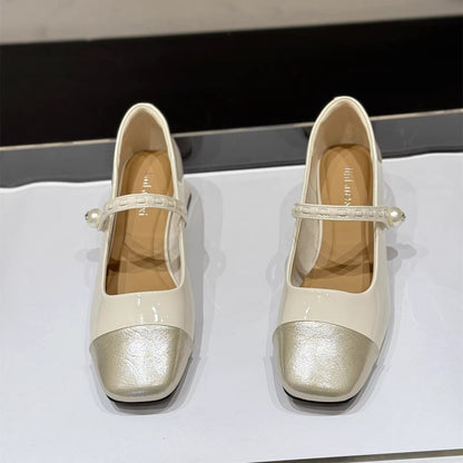 Damen Schuhe Mary Janes Elegante Riemen Glänzend