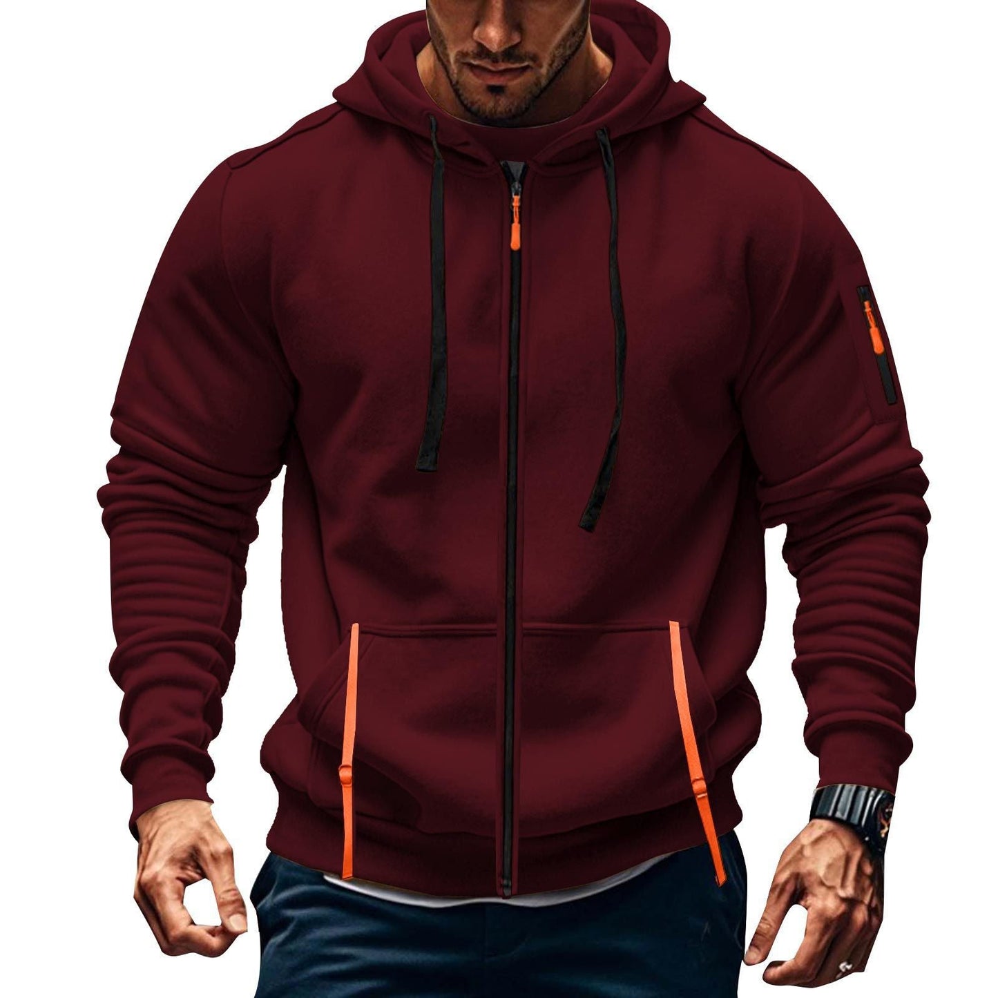 Herren Kapuzenpulli Sportlich mit Taschen Grau