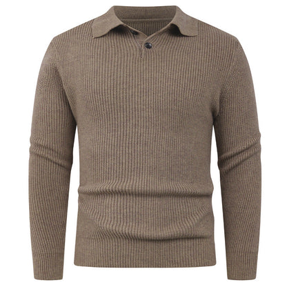 Herren Pullover Strick Modern Polokragen Knopfverschluss