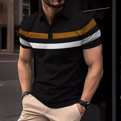 Herren Polohemd Modern Farbblock atmungsaktiv