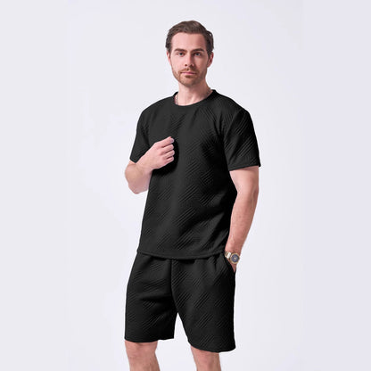 Herren Sport Set: Freizeit T-Shirt und Shorts mit Relief-Oberfläche