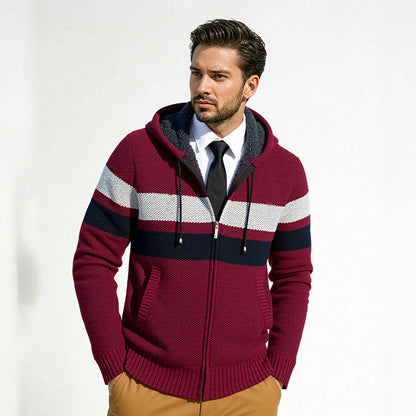 Herren Strickjacke Modern mit Kapuze und Cool Look