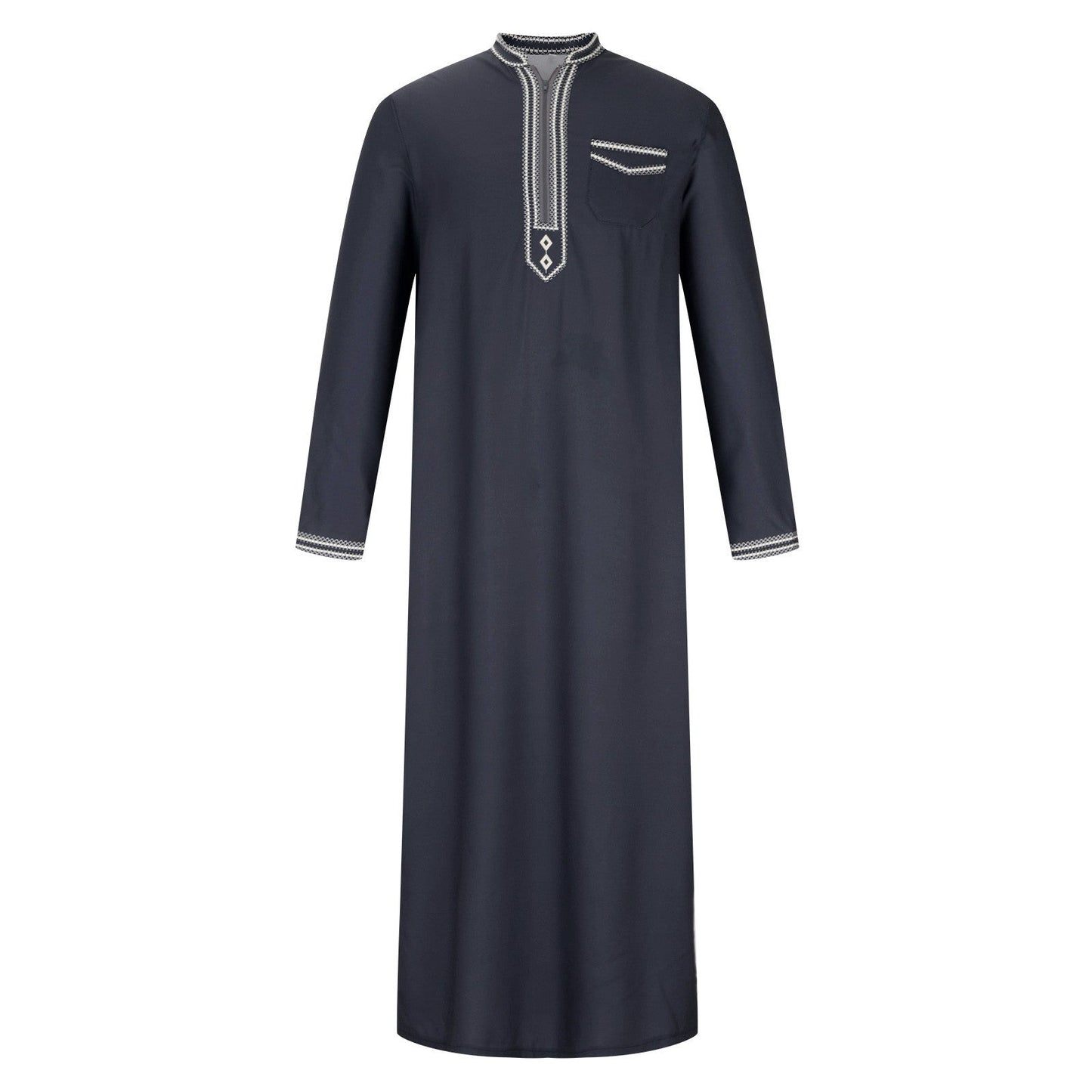 Herren Langmantel Elegant mit Stickerei und Knöpfen