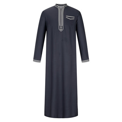 Herren Langmantel Elegant mit Stickerei und Knöpfen