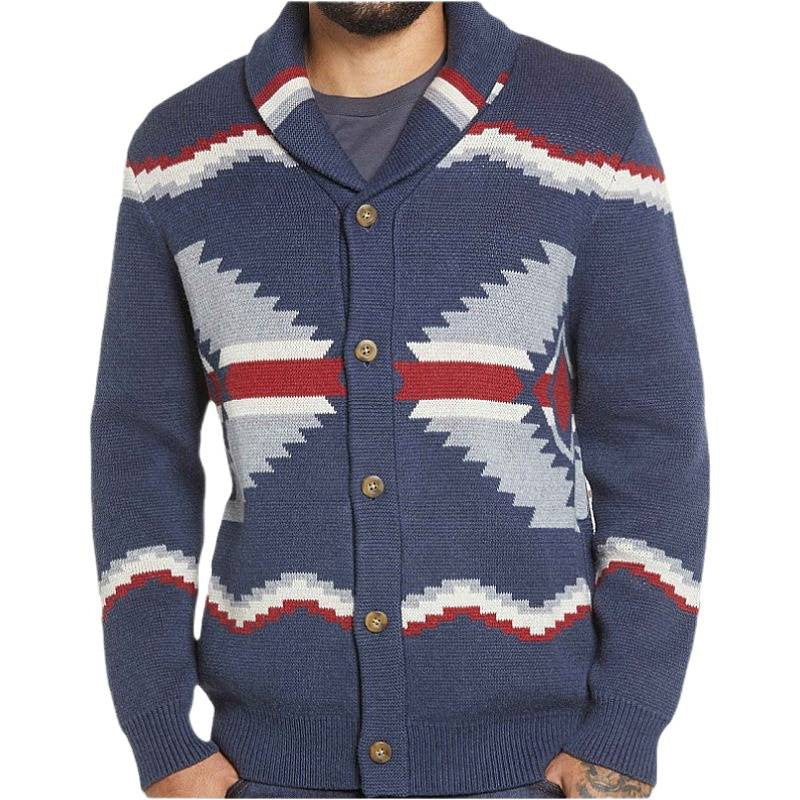 Herren Strickjacke Modern Ethno Design Knöpfe