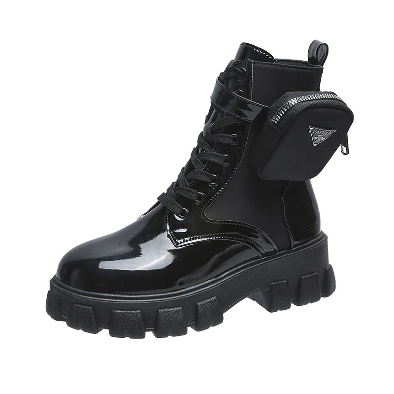 Damen Stiefel High-Top Robust Reißverschluss Schwarz