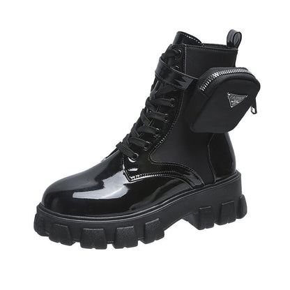 Damen Stiefel High-Top Robust Reißverschluss Schwarz