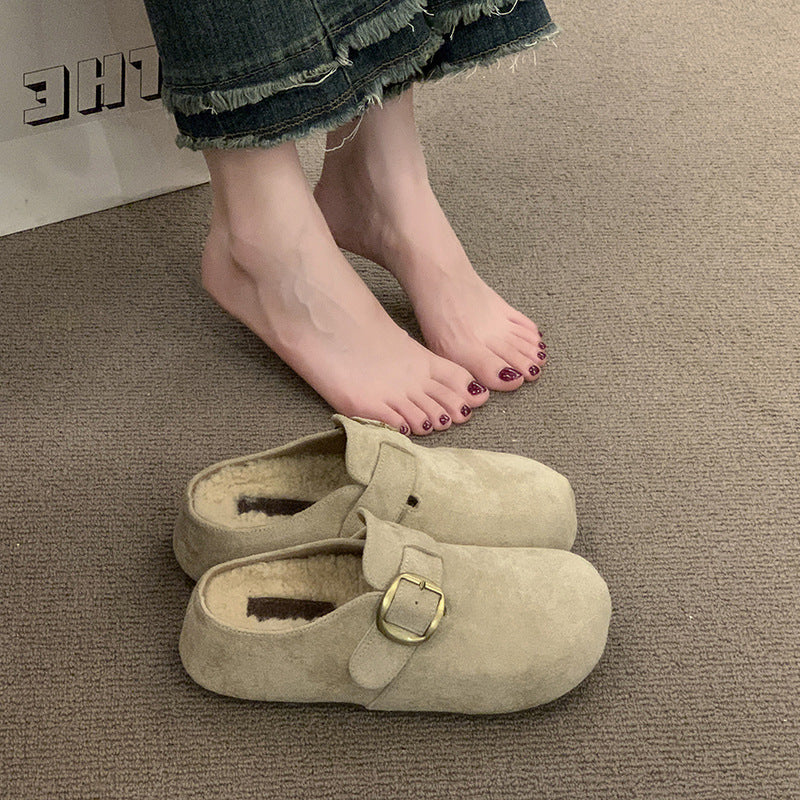 Damen Clogs Bequem Kuschelig Schnallenverschluss Modern
