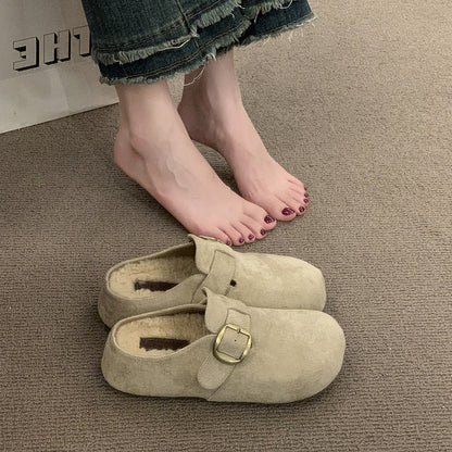Damen Clogs Bequem Kuschelig Schnallenverschluss Modern