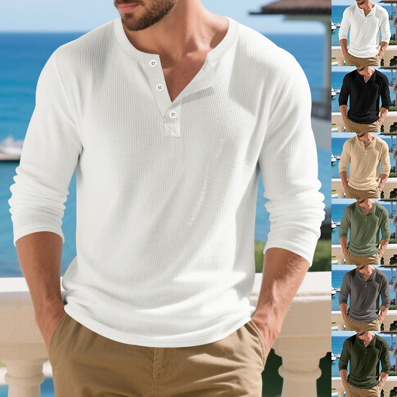 Herren Langarmshirt Strukturiertes Rippenmuster Modern - BerlinGlamour