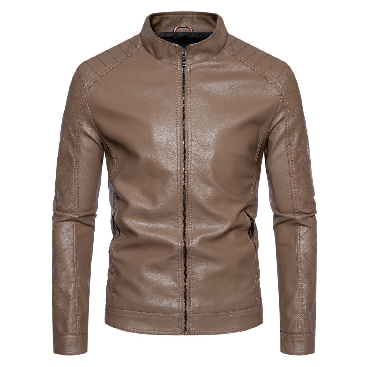 Lederjacke Herren Modern Stehkragen Stylisch Schwarz - BerlinGlamour
