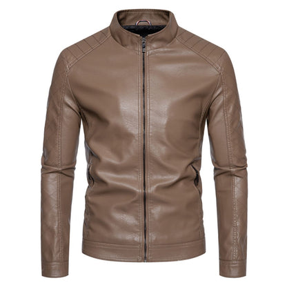 Lederjacke Herren Modern Stehkragen Stylisch Schwarz - BerlinGlamour