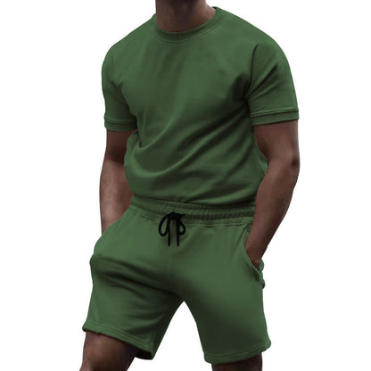 Herren Sportanzug Kurzarm Oberteil Bequeme Sports Shorts