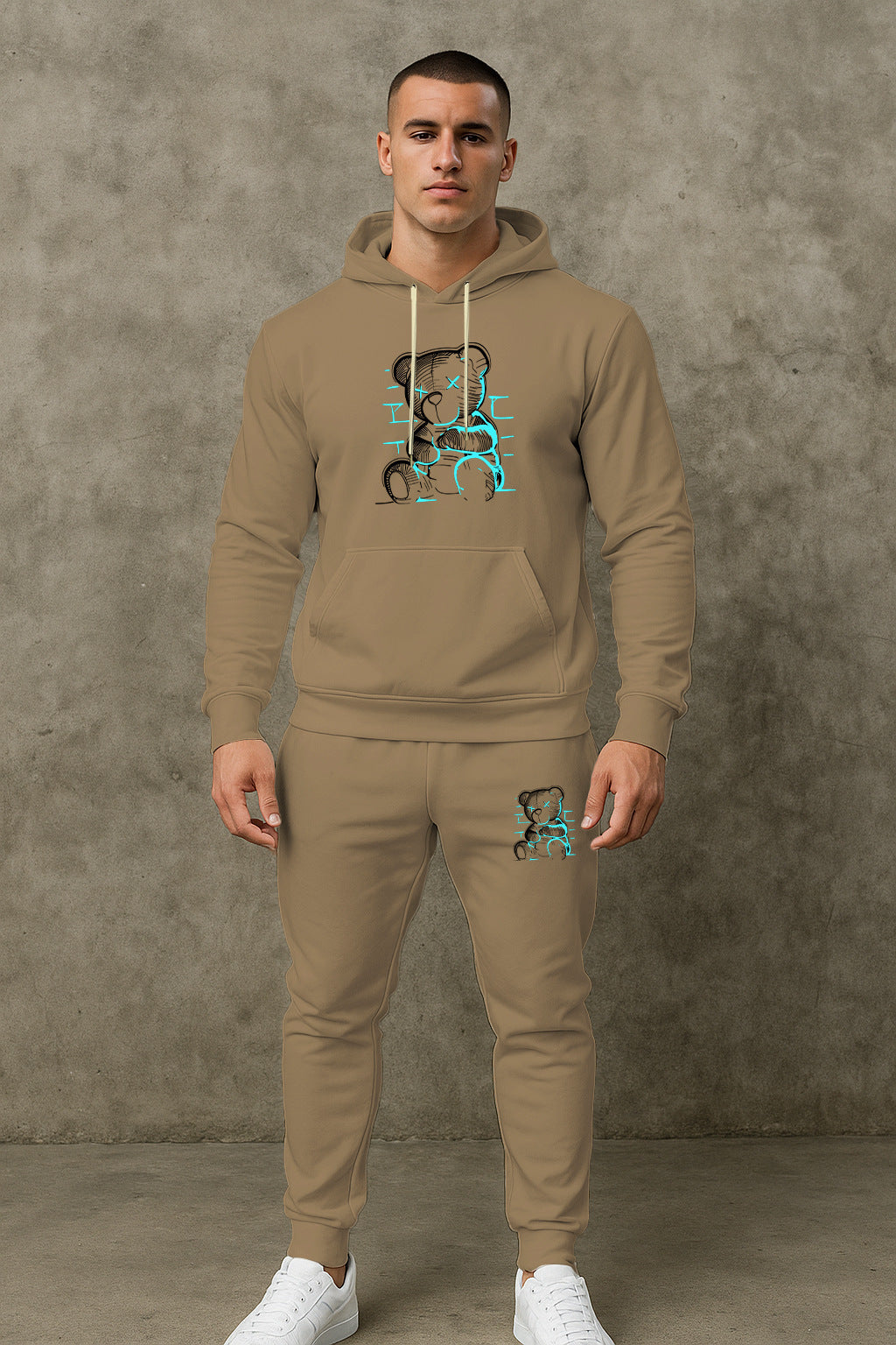 Herren Hoodie Set mit Jogginghose Trendig Grafikdruck Berlin Style