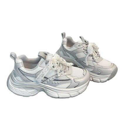 Damen Sneaker Sportlich Chunky Perlenschmuck Mode Schuhe