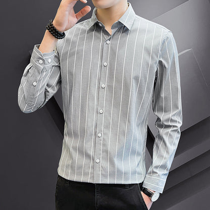 Herren Langarmhemd Streifen Modisch Elegant