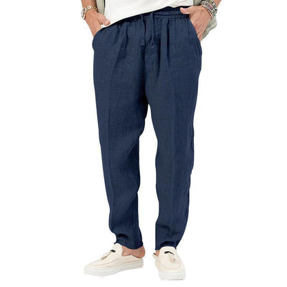 Herren Leinenhose Bequem Elastischer Bund Sommer