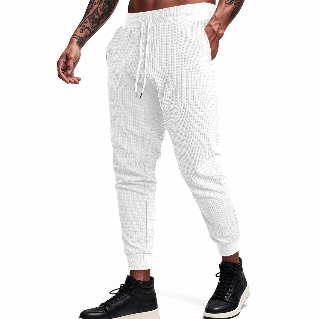 Herren Jogginghose Bequem Waffelmuster Schwarz