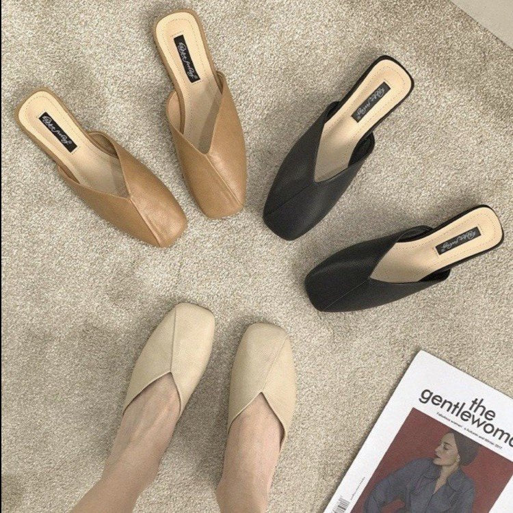 Damen Mules Schuhe Elegant V-Ausschnitt Modisch