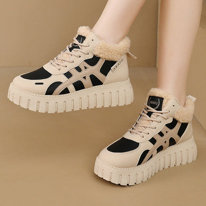 Damen Sneaker High Top Flauschig Warm Winter