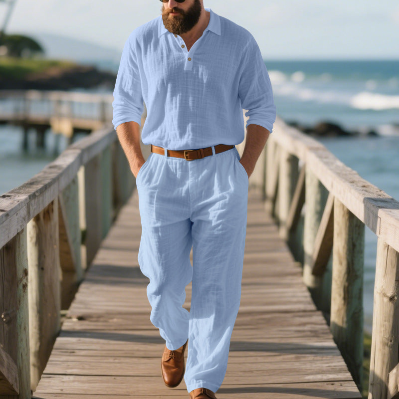 Herren Jumpsuit Freizeit Modern mit Taschen Henley Ausschnitt