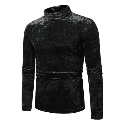 Herren Rollkragenpullover Weich Samt Elegant Modern