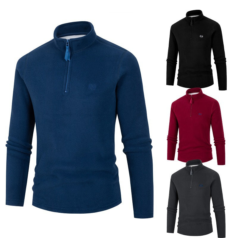 Herren Fleece Pullover Stehkragen Reißverschluss Sportlich Warm - BerlinGlamour